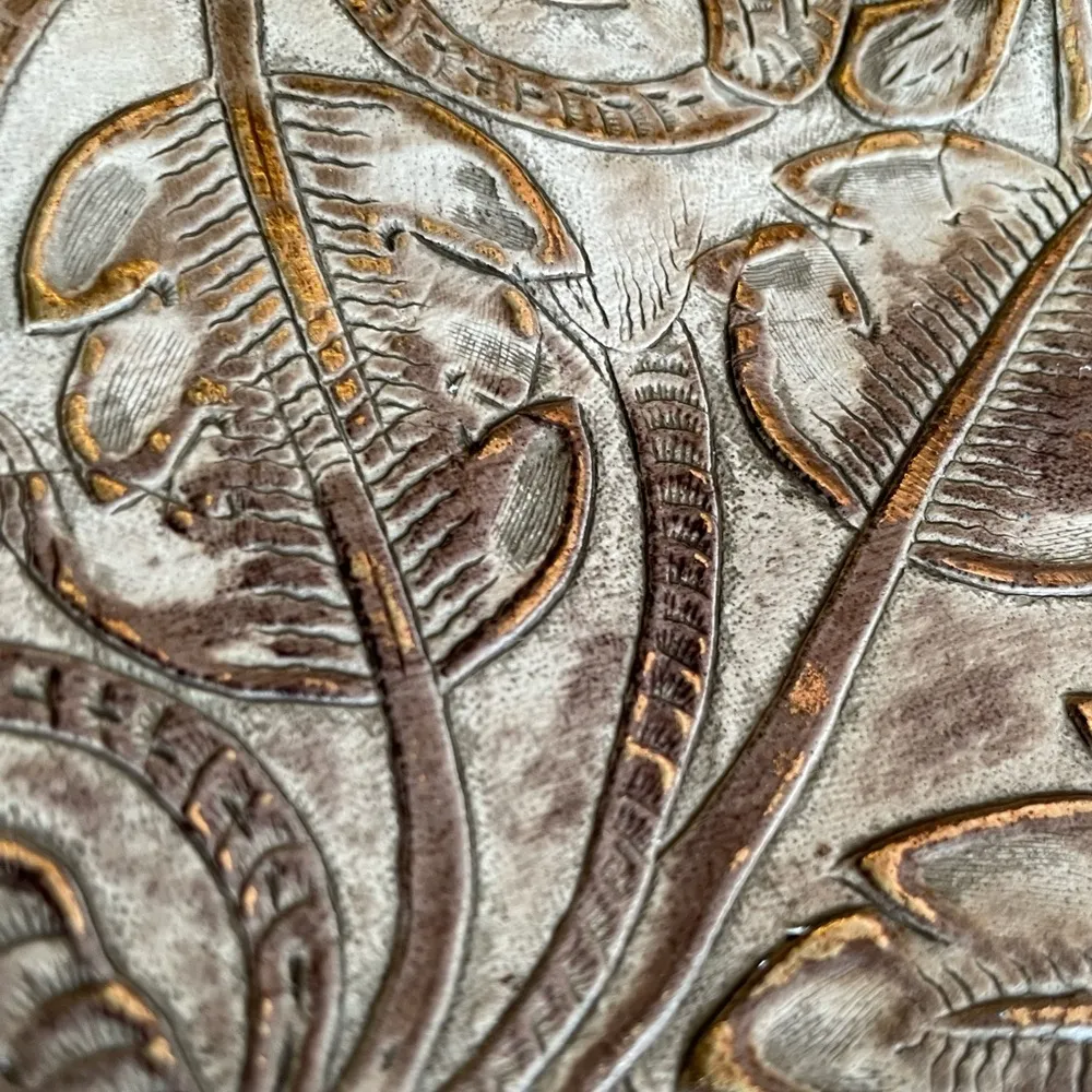 Champagne Tooled Leather Purse with Playful 12" Fringe - Image 11