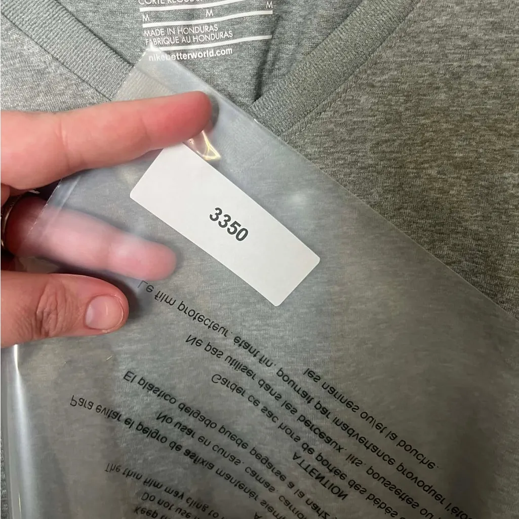 Nike Dri Fit Women Medium Gray V-Neck short sleeve regular fit Top - Image 5