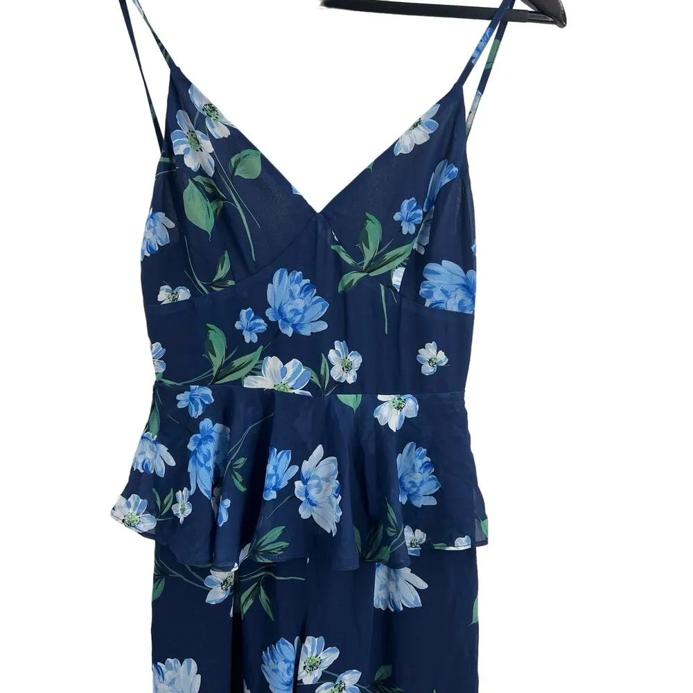 Yumi Kim Blue Floral Jumpsuit Lightweight Sleeveless Peplum XS New - Image 2