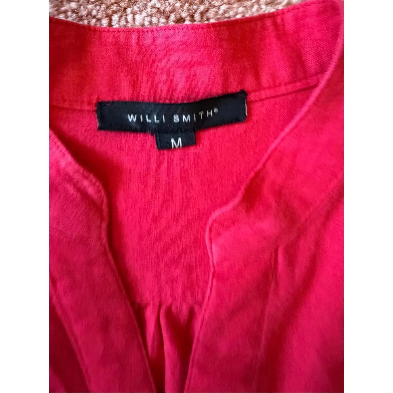 Willi Smith raspberry Linen Blend Henley Tunic Shirt Size M - Image 3