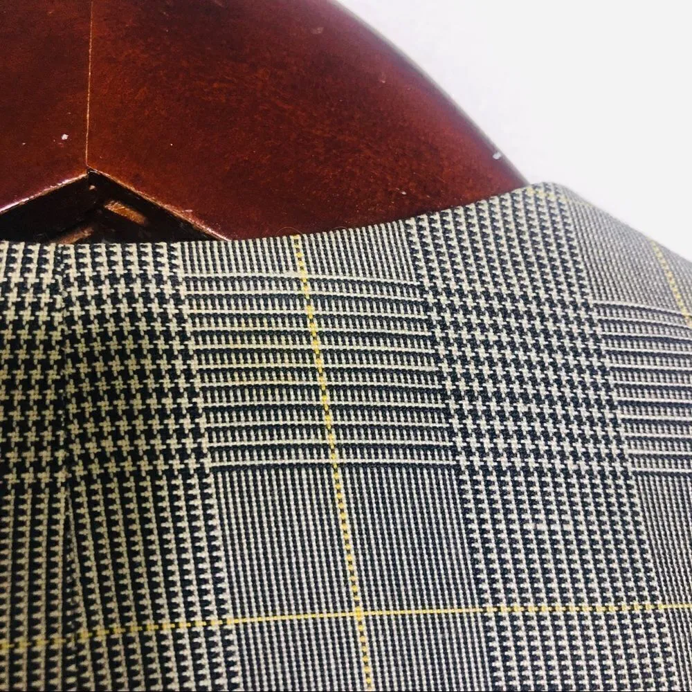 Christian Dior  Vintage Plaid Check Button Blazer 8 Retro Double Structured Black - Image 6