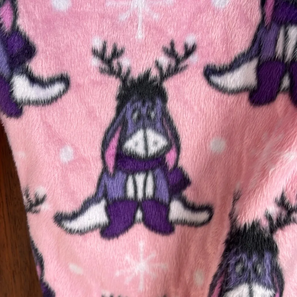 Disney Christmas Pajama Pants Eeyore Winnie the Pooh Womens S Pink Purple Jogger - Image 11