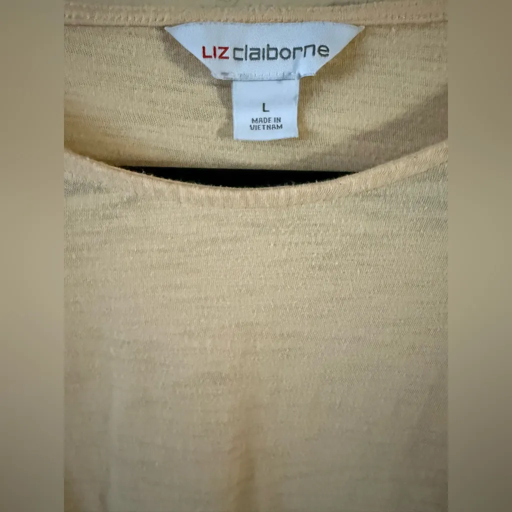 Liz Claiborne Yellow Short Flutter Sleeve Top - Image 2