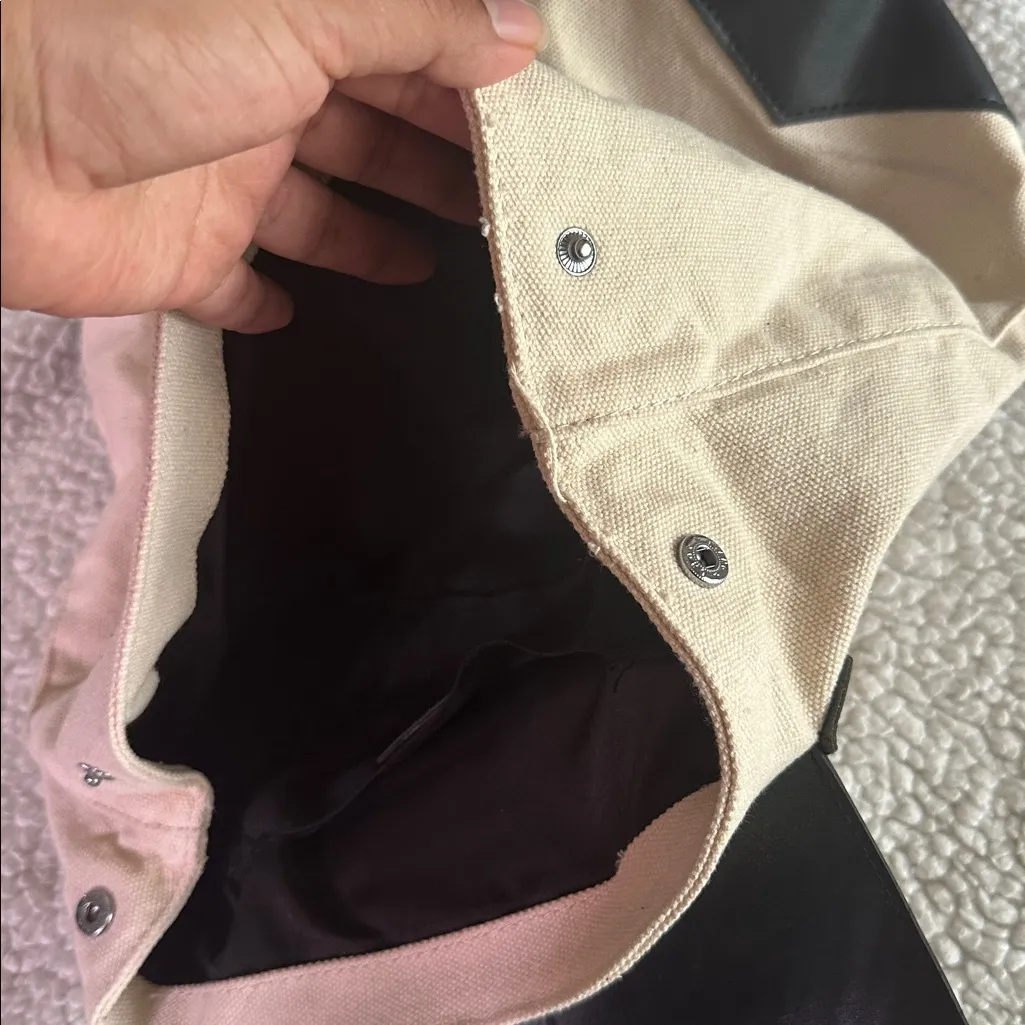 DEUX LUX Canvas Vegan Leather Demi Backpack Black Cream - Image 5