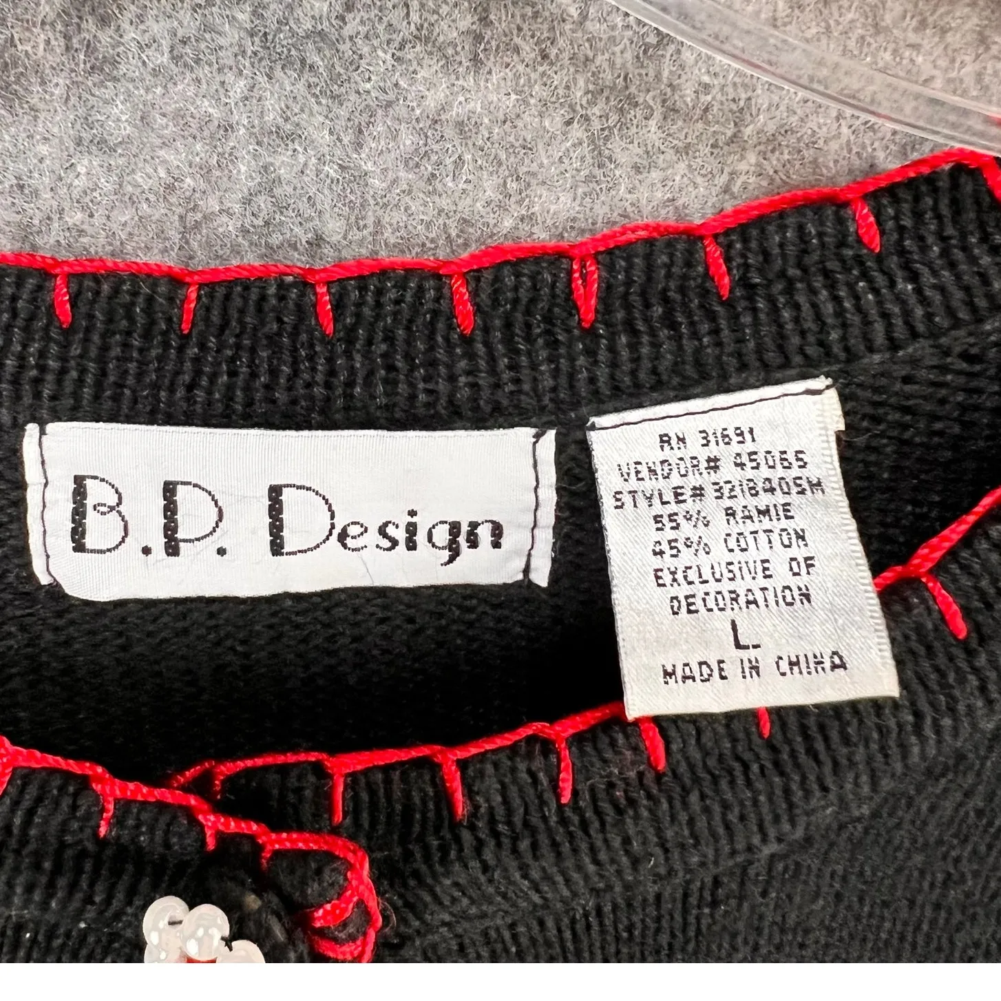 Vintage BP Design Cardigan Sweater L Black Embellished Christmas Holiday Grandma Size L - Image 10