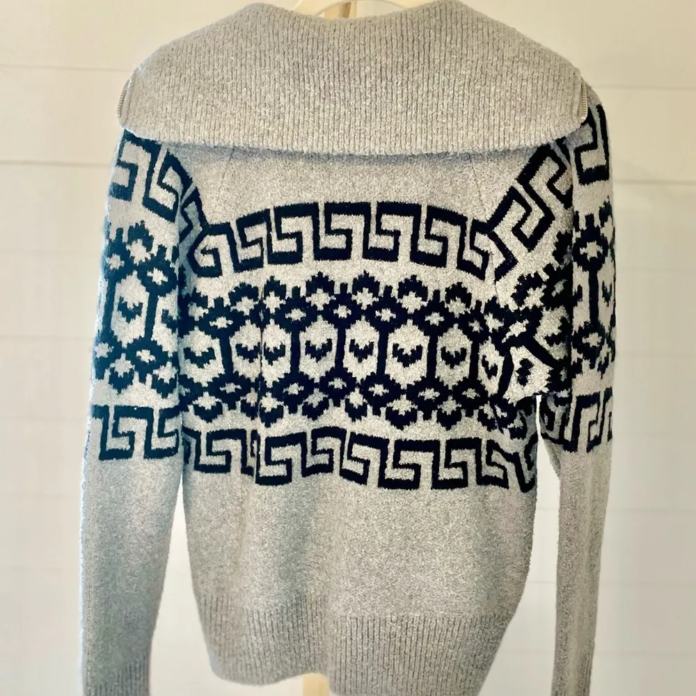 Universal Thread Women's Zip Up Cardigan Heather Gray Zig Zag XS‎ - Image 4