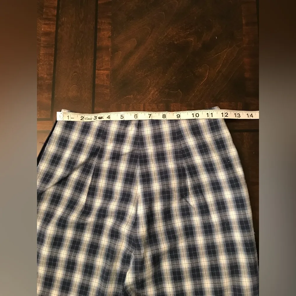 Vintage 90s (does 50s) High Waisted Blue Plaid Cigarette Pants Sz XS - Image 2