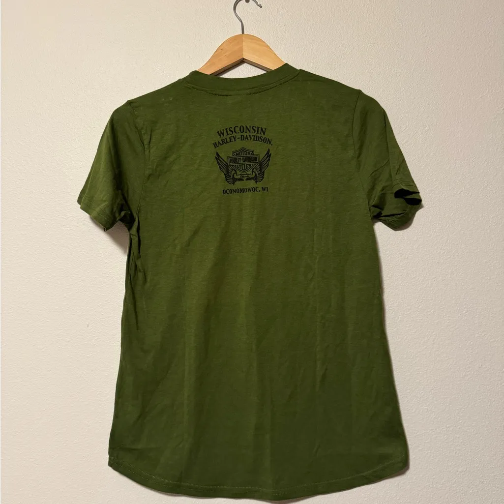NWT Harley Davidson Green Women's Short Sleeve Tee - Image 3
