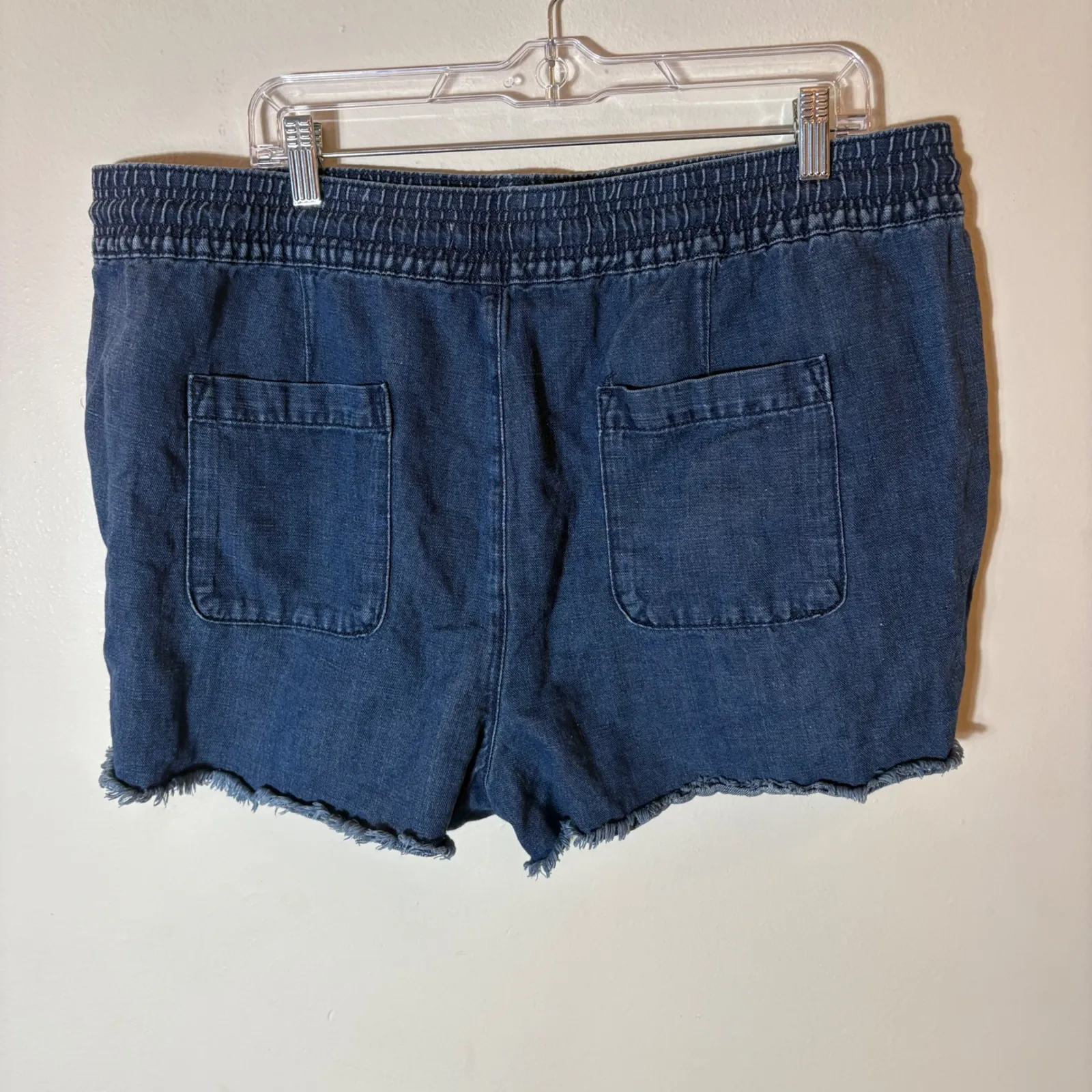 Loft  Denim Drawstring Frayed Hem Shorts Size XL - Image 2