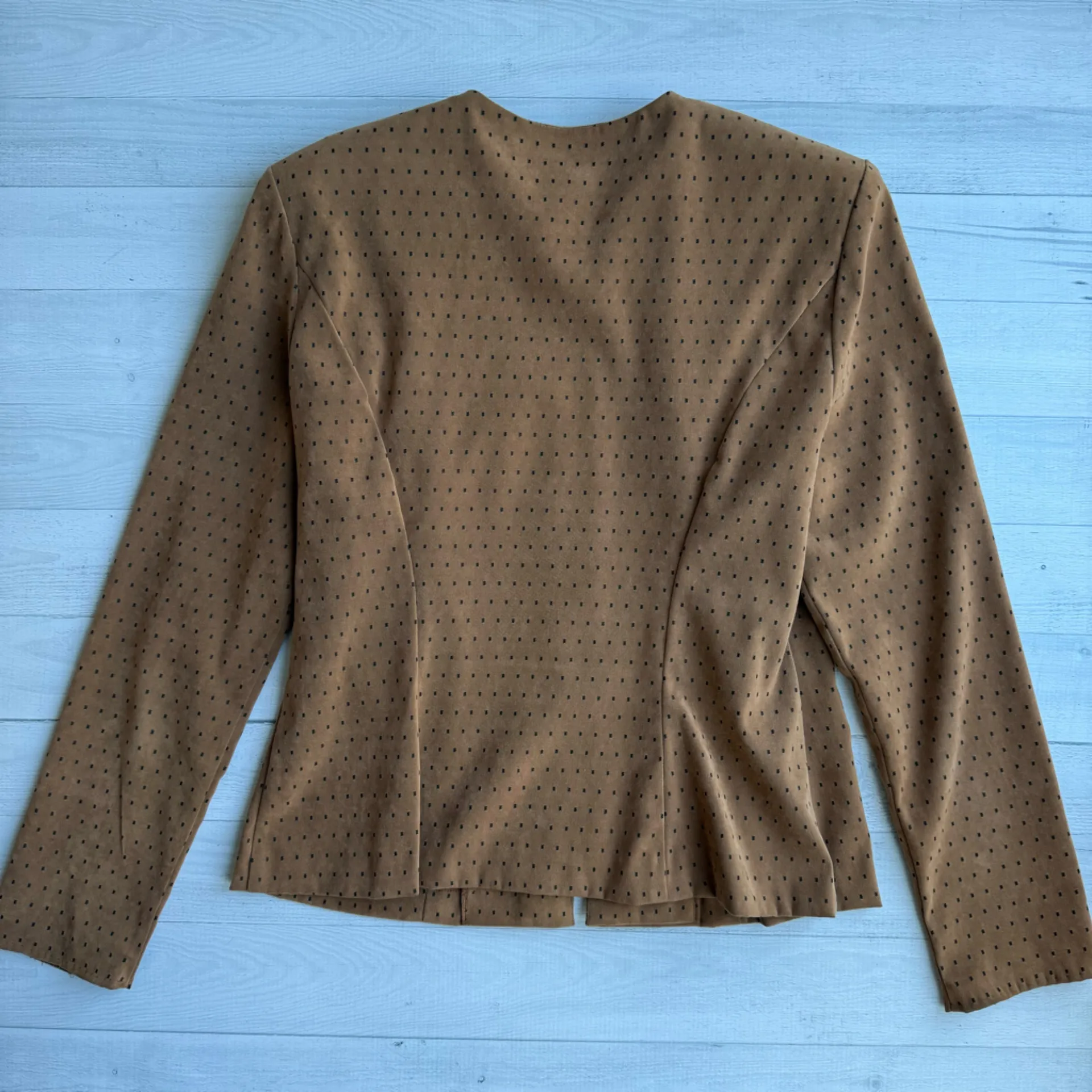 Vintage Jessica Howard Tan Suede Look Zip Front Jacket with Shoulder Pads Petite - Image 4