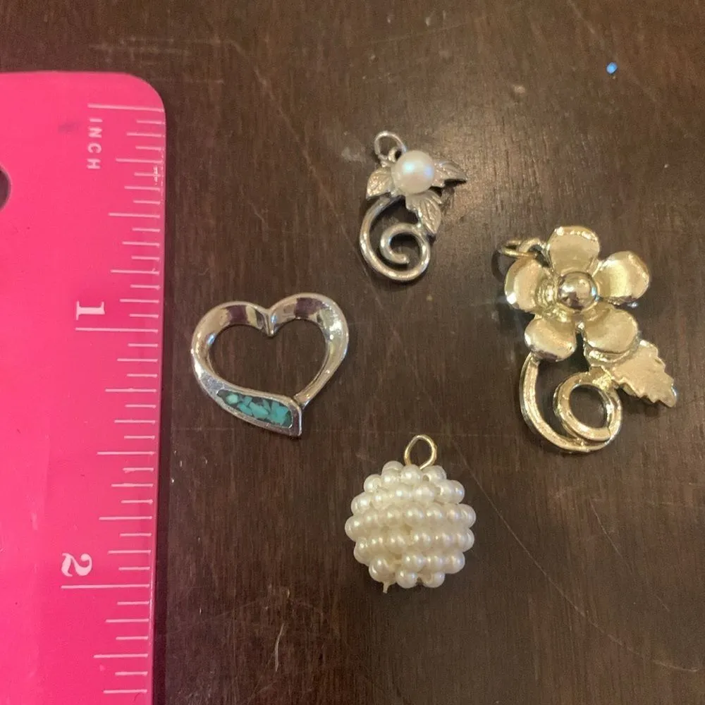 Lot of Dainty Necklace pendants rose heart pearls Gold - Image 3