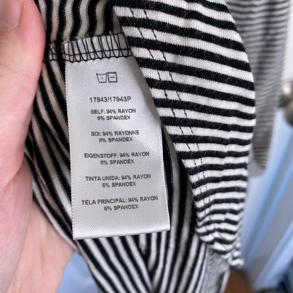 ANTHROPOLOGIE Dolan Black White Striped Knit Hi Lo Cowl Neck Maxi Dress Small - Image 7