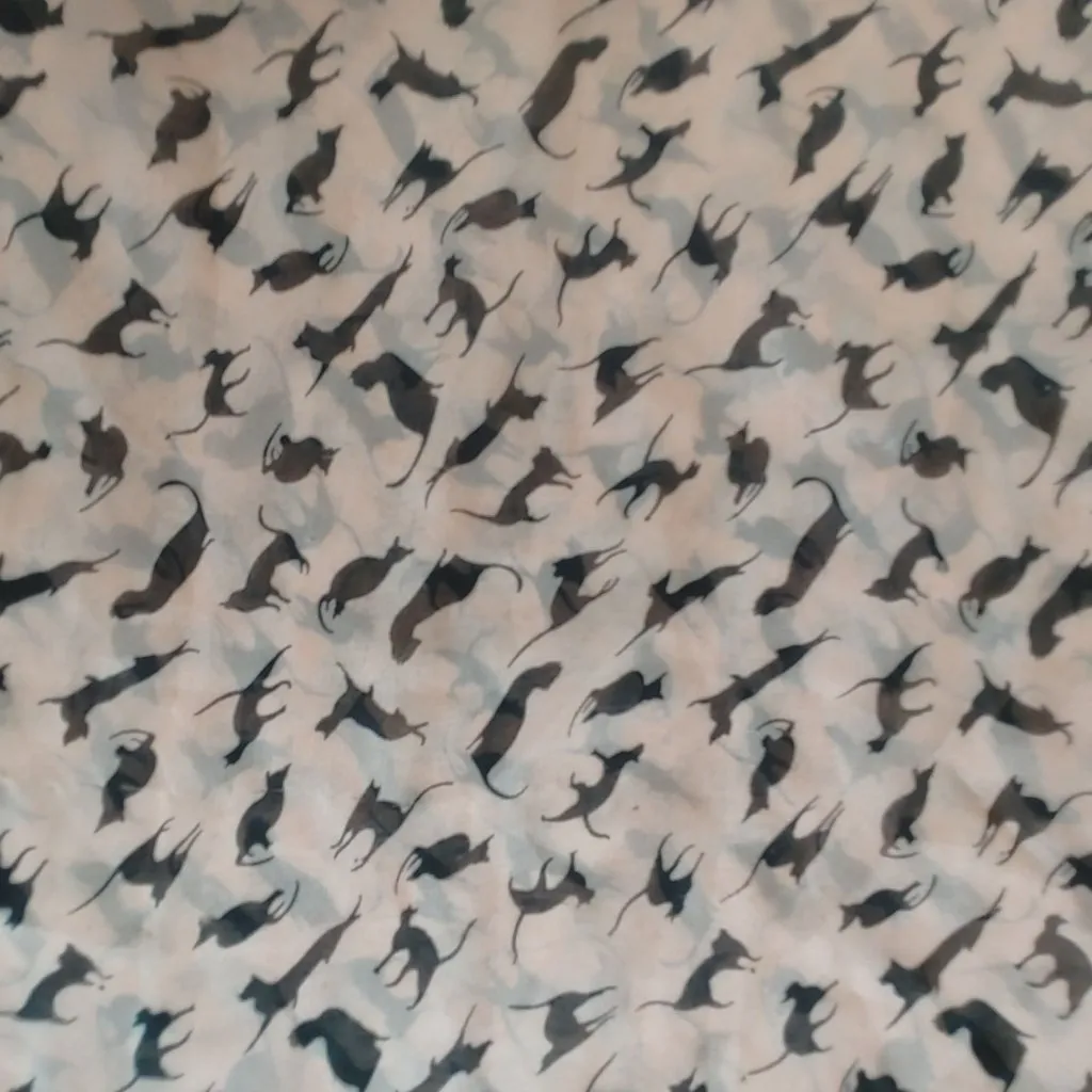 Cat Print Pink Black Chiffon Long Scarf Lightweight Wrap Whimsical Silhouettes - Image 9