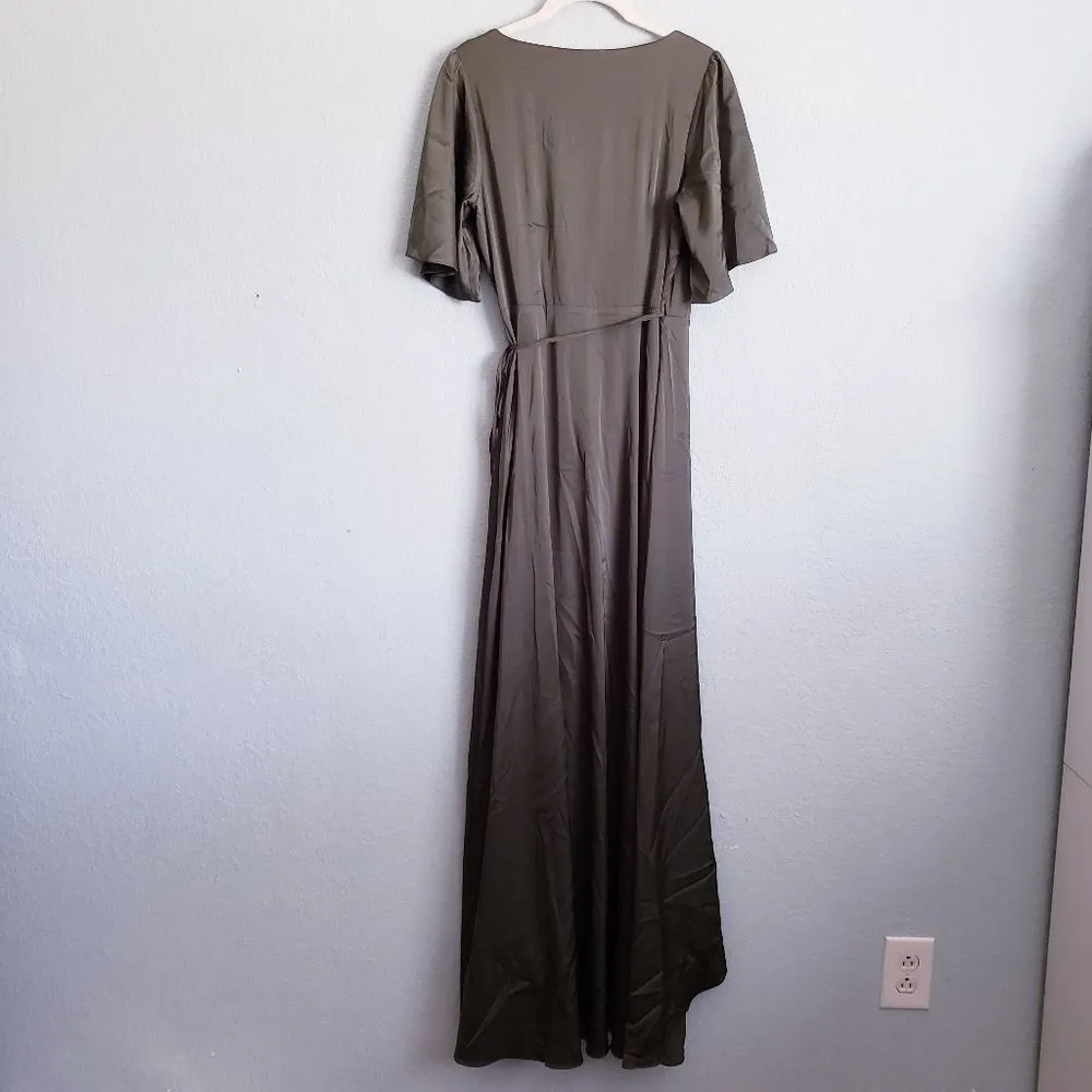 Baltic Born Vara Juniper Green Satin Maxi Wrap Dress - Image 6