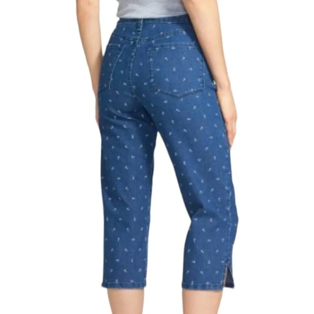 NYDJ Crop Jeans Nautical Anchor Print Mid Rise Medium Blue Wash Women’s Size 10 - Image 2