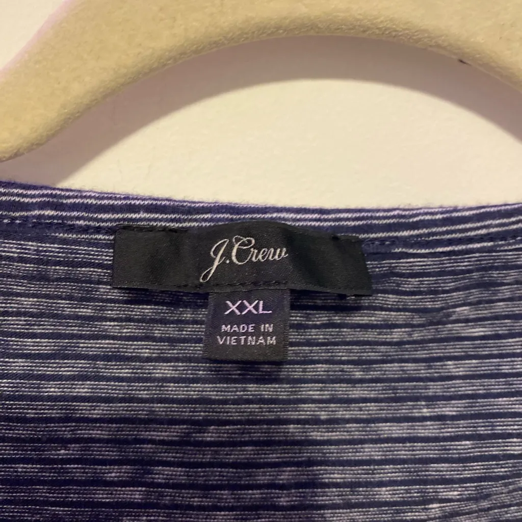 J Crew Navy & White Striped Split-Neck Cotton T Shirt XXL EUC - Image 6