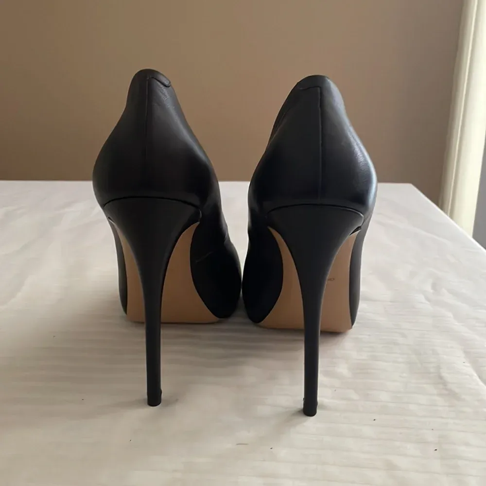 Giuseppe Zanotti Leather Pumps Heels Black Stiletto size 39 US 9 Classic NWOB - Image 3