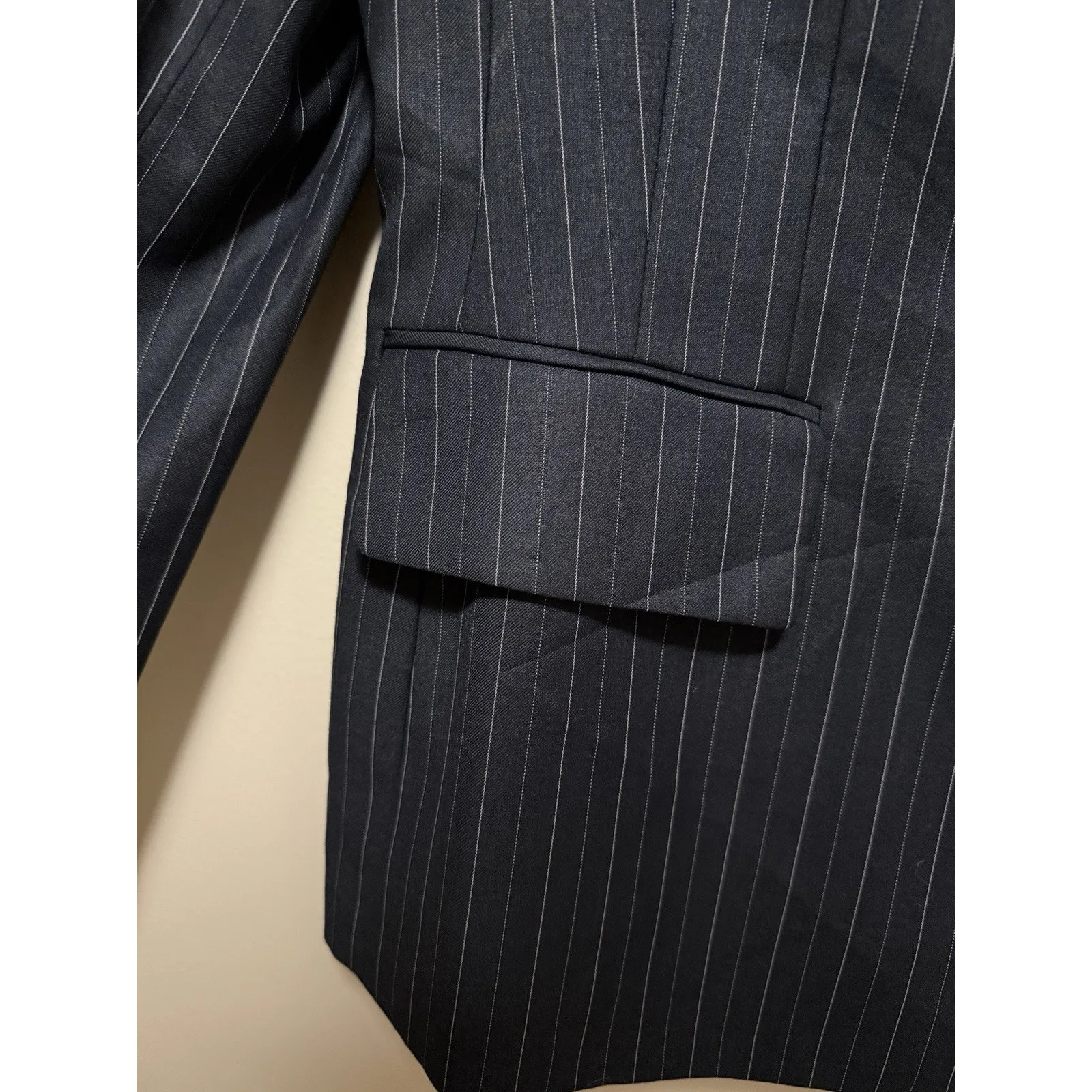 Calvin Klein Gray Notch Collar One-Button Blazer Jacket Womens 8P Petite - Image 5