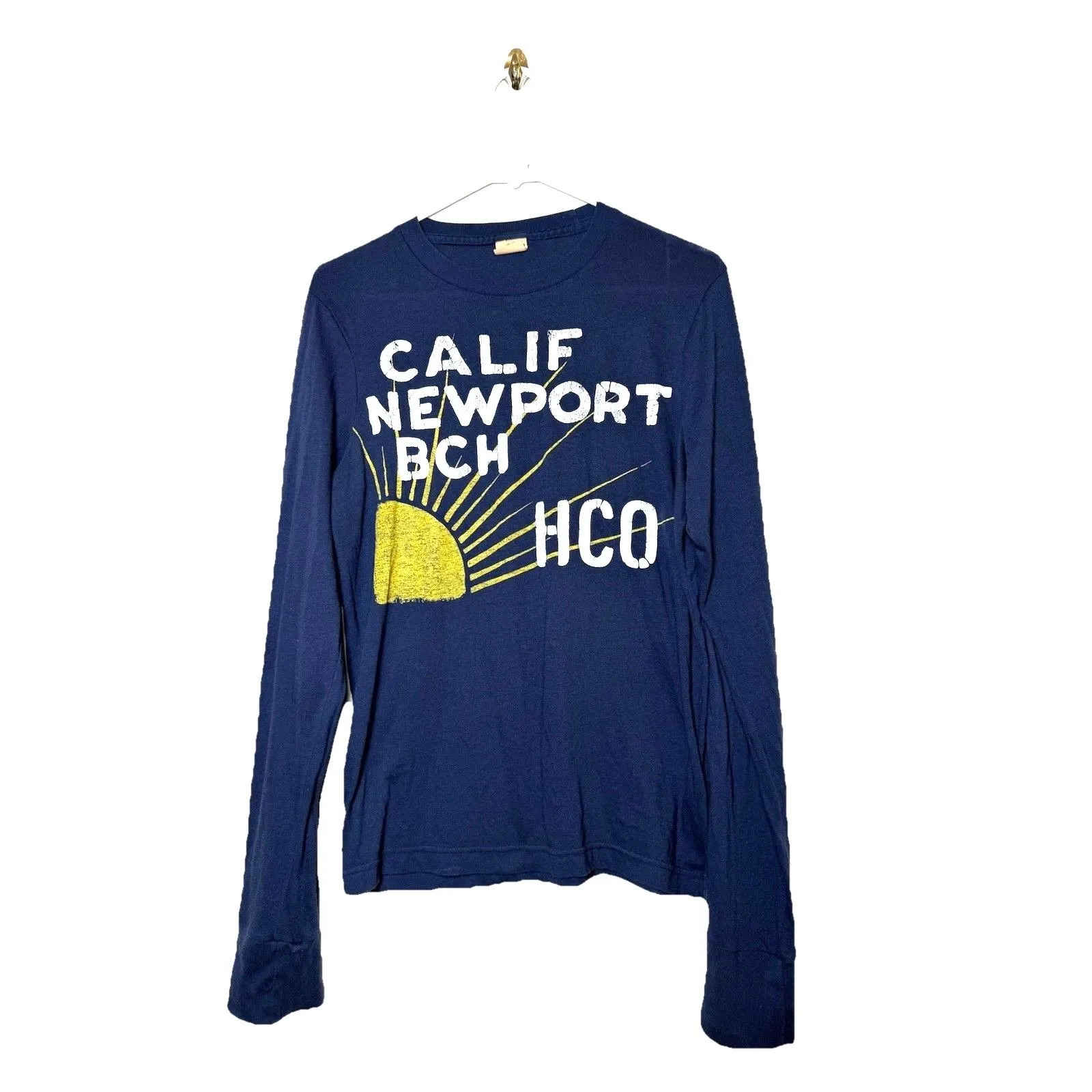 Hollister Newport Beach Graphic Long Sleeve T Shirt Women Small Navy Blue - Image 2