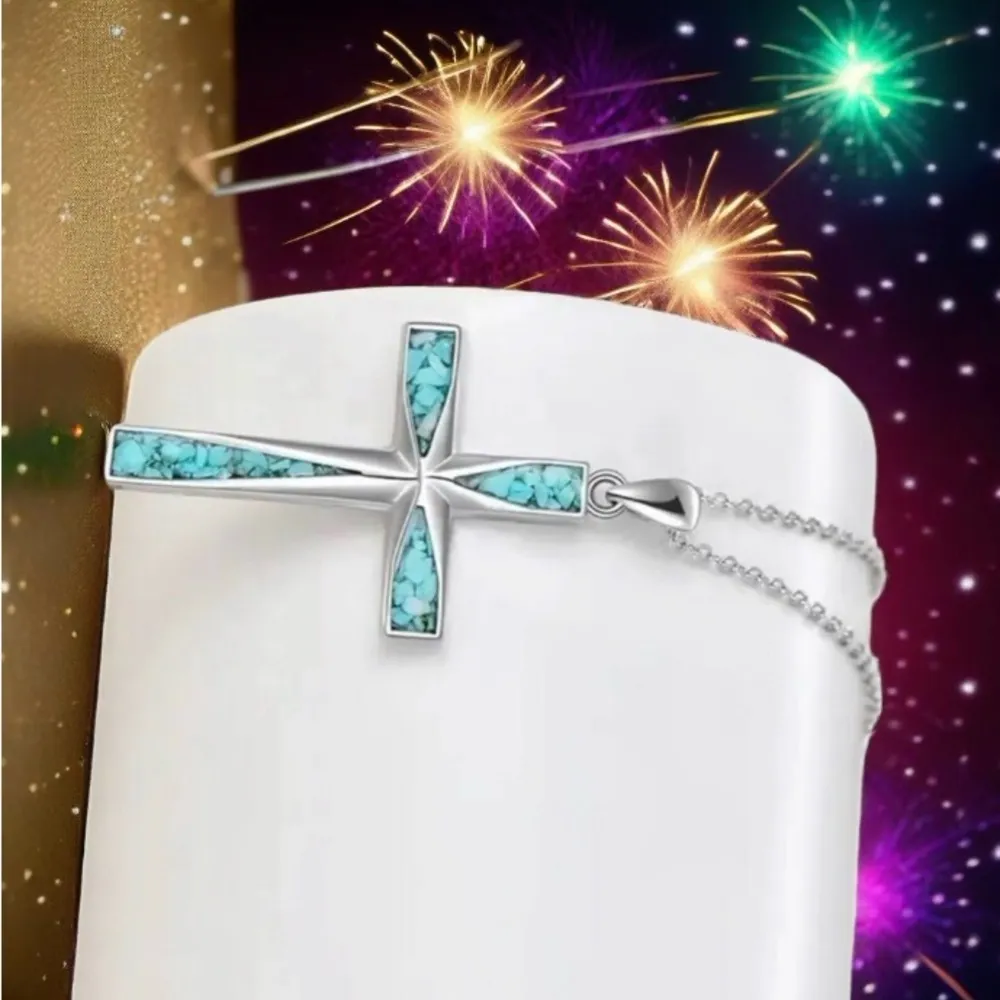 Fancy Cross Necklace NWT Silver - Image 3