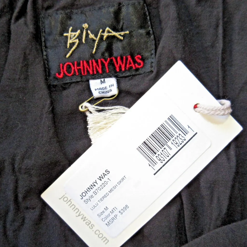 NWT Johnny Was Lulu Maxi in Multi Floral Side Slit Tiered Mesh Skirt M $398 - Image 3