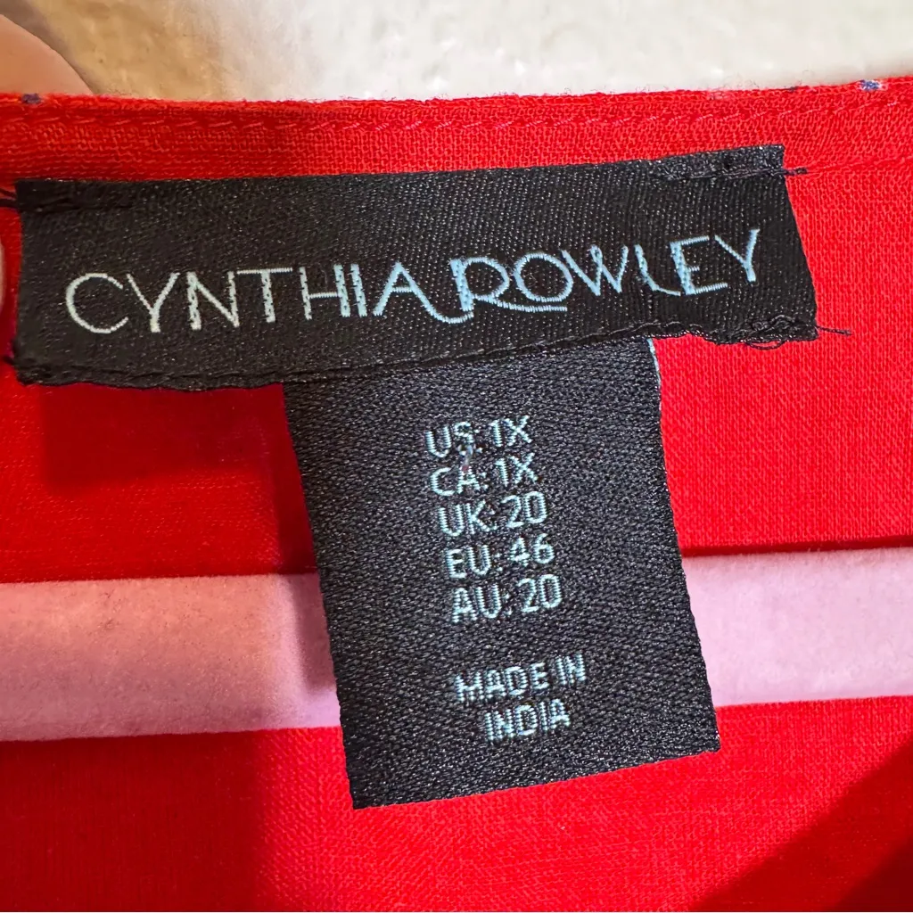 Cynthia Rowley Red Gold Floral Boho Blouse Womens 1X Fall Peasant Flowy Shirt - Image 9