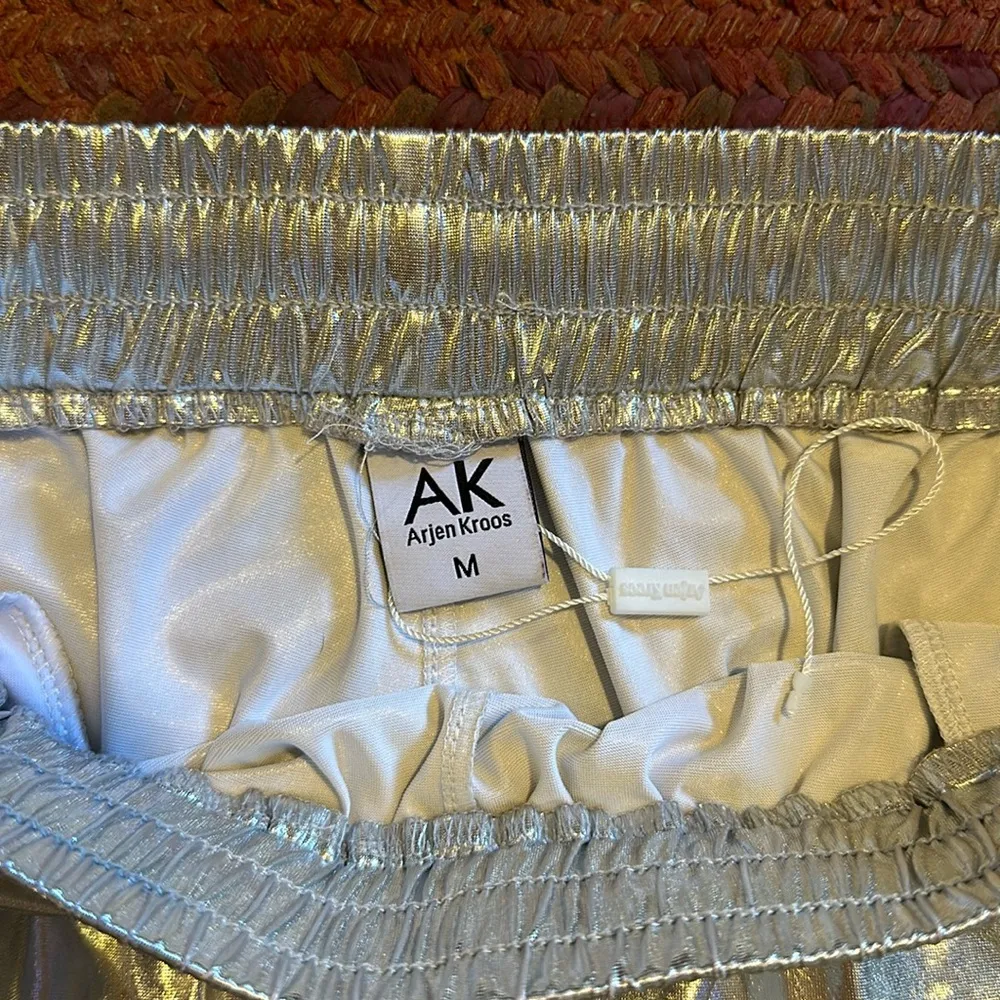 NWOT ARJEN KROOS SILVER FOIL SHORTS Size M - Image 2