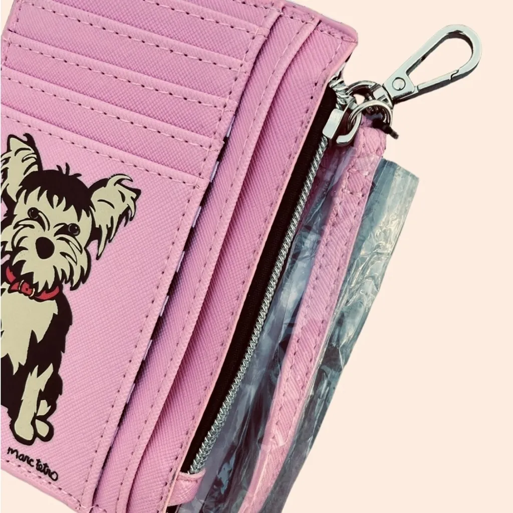 Marc Tetro Yorkie Graphic Pink Card Wristlet Card Holder Wallet NWT - Image 4