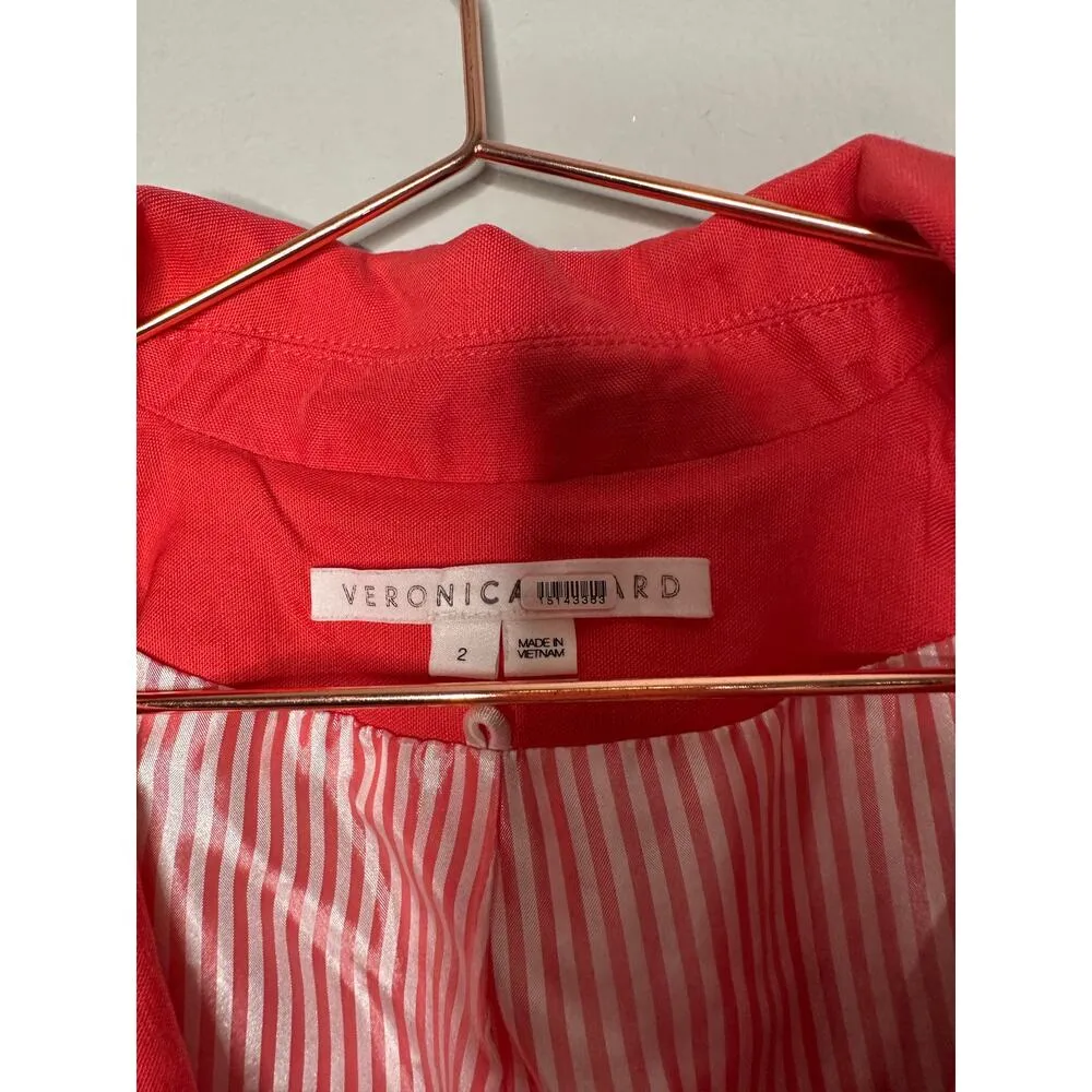 VERONICA BEARD Melon Red Linen Blend Sedgwick Dicky Jacket Blazer Size 2 - Image 8
