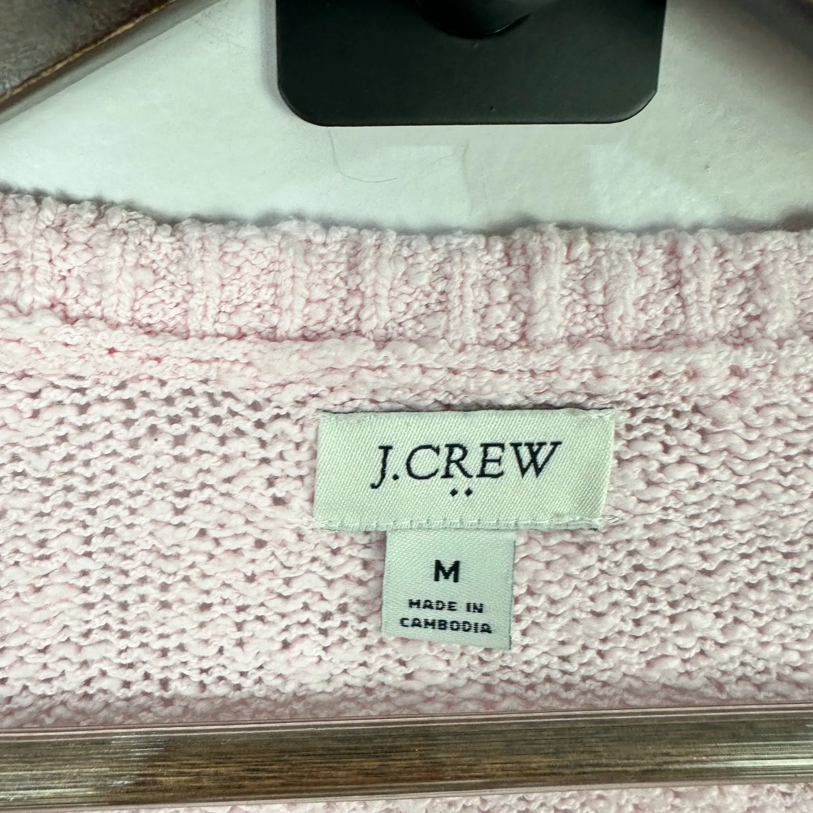 J.Crew Women M Pink V Neck Sweater Soft Knit Preppy Quiet Luxury Minimalist Cozy - Image 2