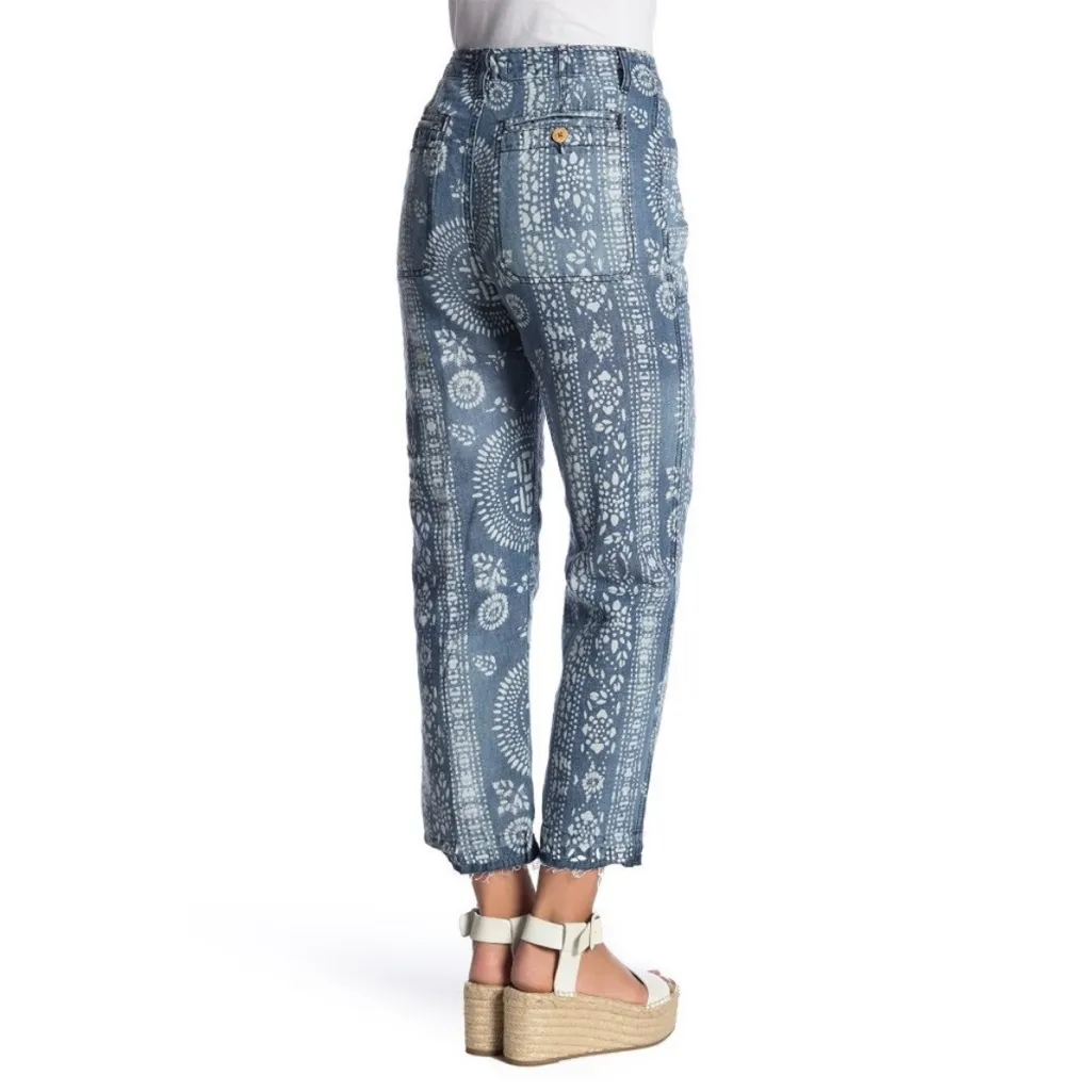 Free People Island Vibes Discharge Trousers pant Island Blue size 29 boho - Image 3