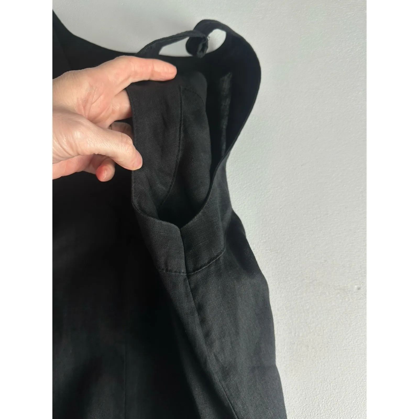 DKNY Black Linen V Neck Maxi Dress Sz M Quiet Luxury Minimalist (b10) Altered - Image 7