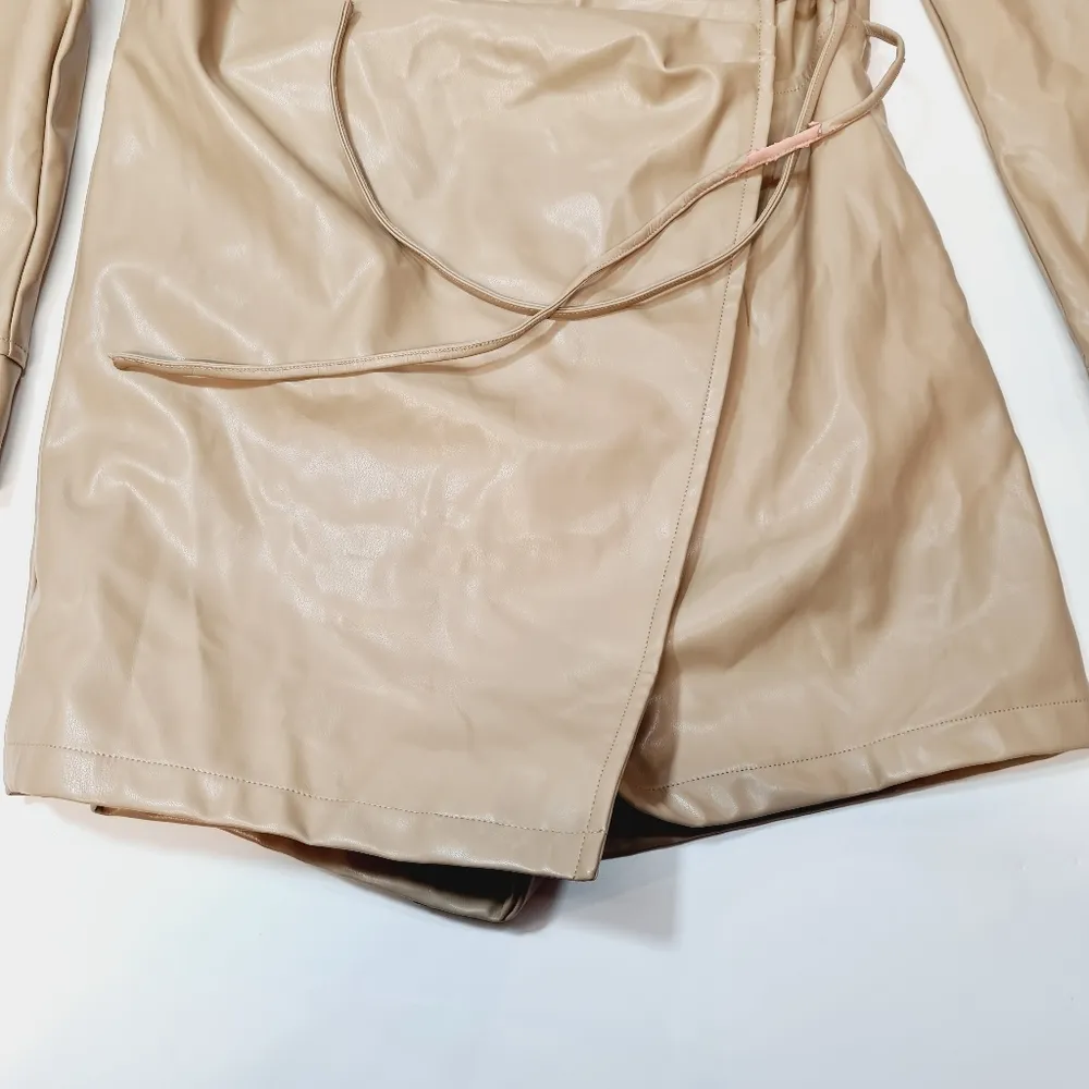 Superdown Chantel Leather Romper in Nude - Image 4