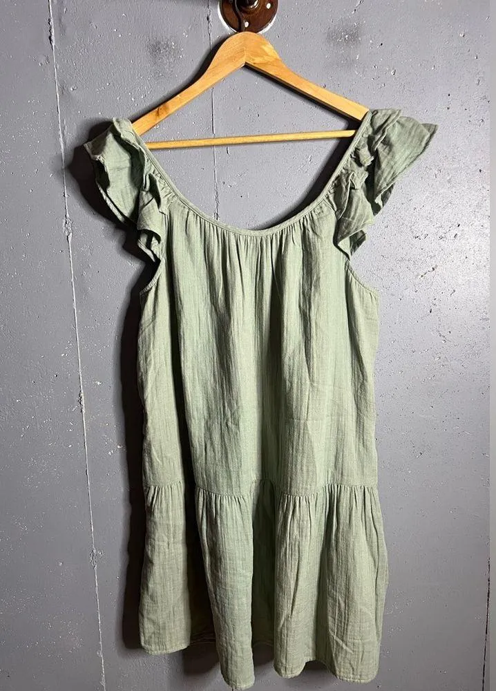 GAP • Crinkle Gauze Mini Green Dress in size Large - Image 3