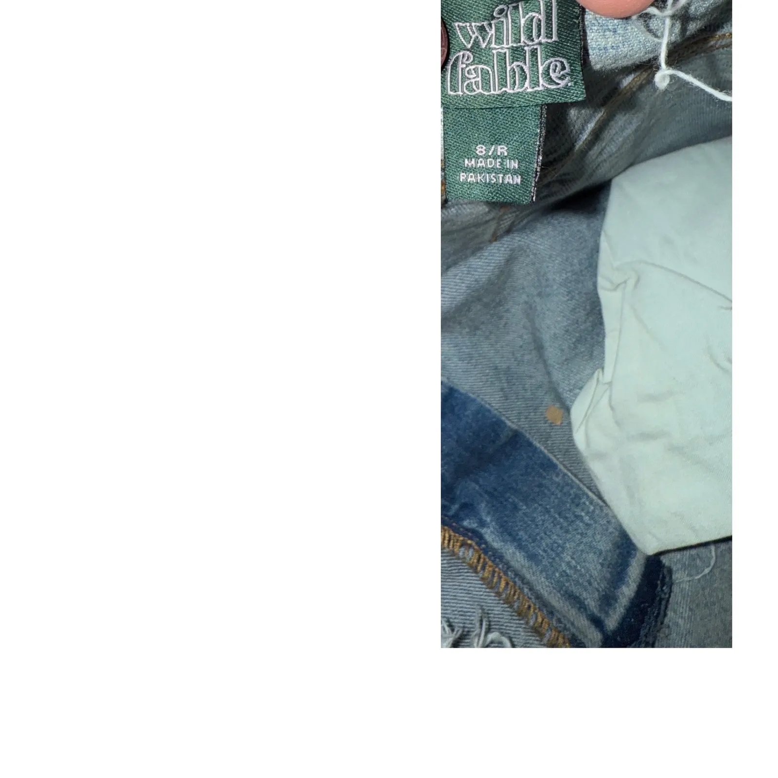 Wild Fable Acid Wash Denim Maxi Skirt Front Slit Raw Hem Size 8 - Image 4