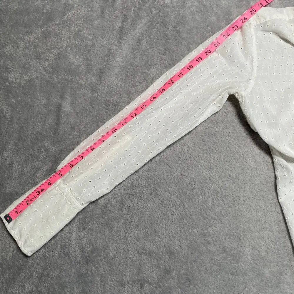 Nili Lotan Shirt Small White Eyelet Classic Capsule Button Up Quiet Luxury - Image 9