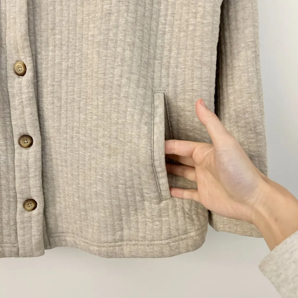 Pure Jill J. Jill Quilted Button Down Oatmeal Tan Shacket Cardigan Size XL - Image 4