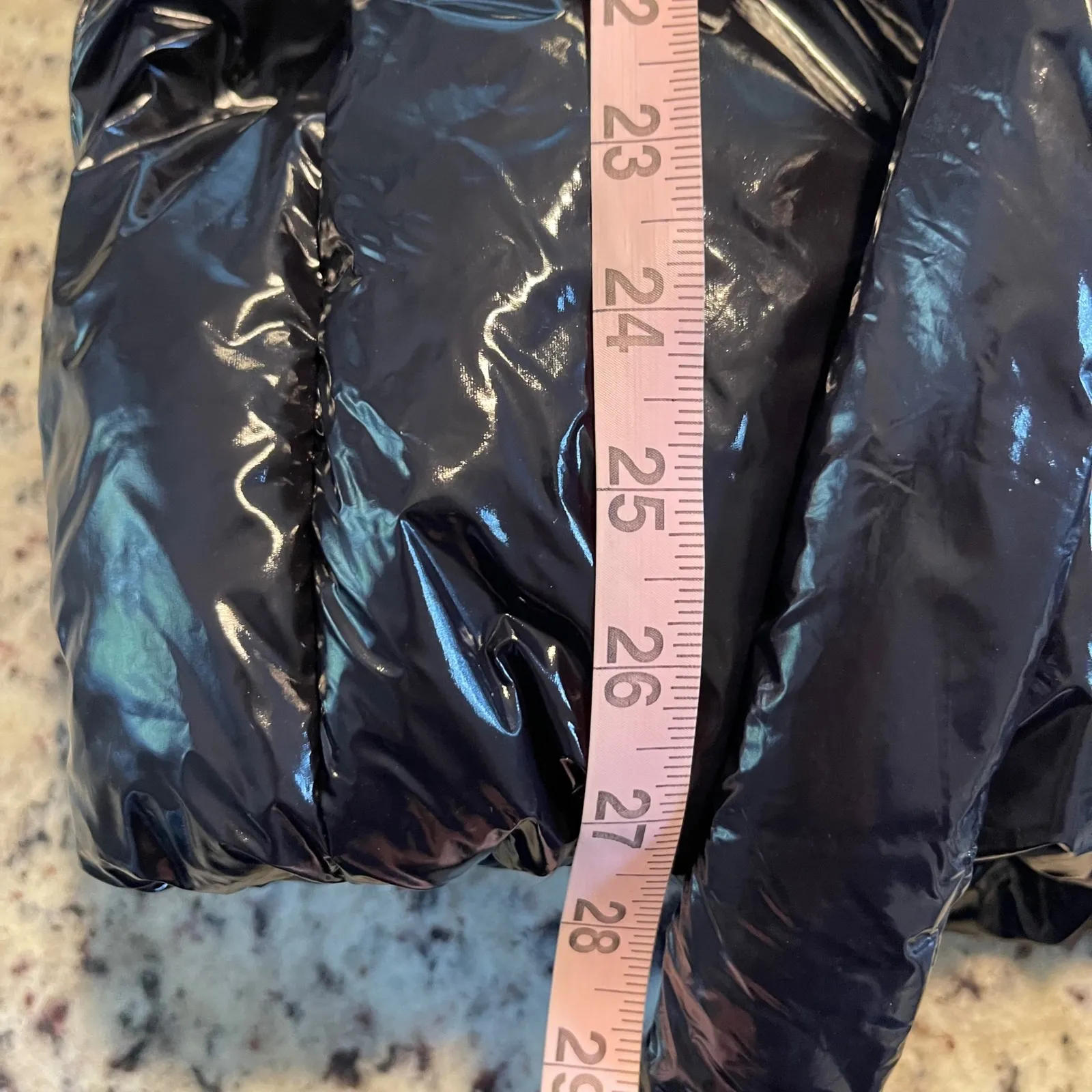 YEAR OF OURS Black Patent Puffer Vest With Belt‎ Tie Neck Collar Small
NWT - Image 10