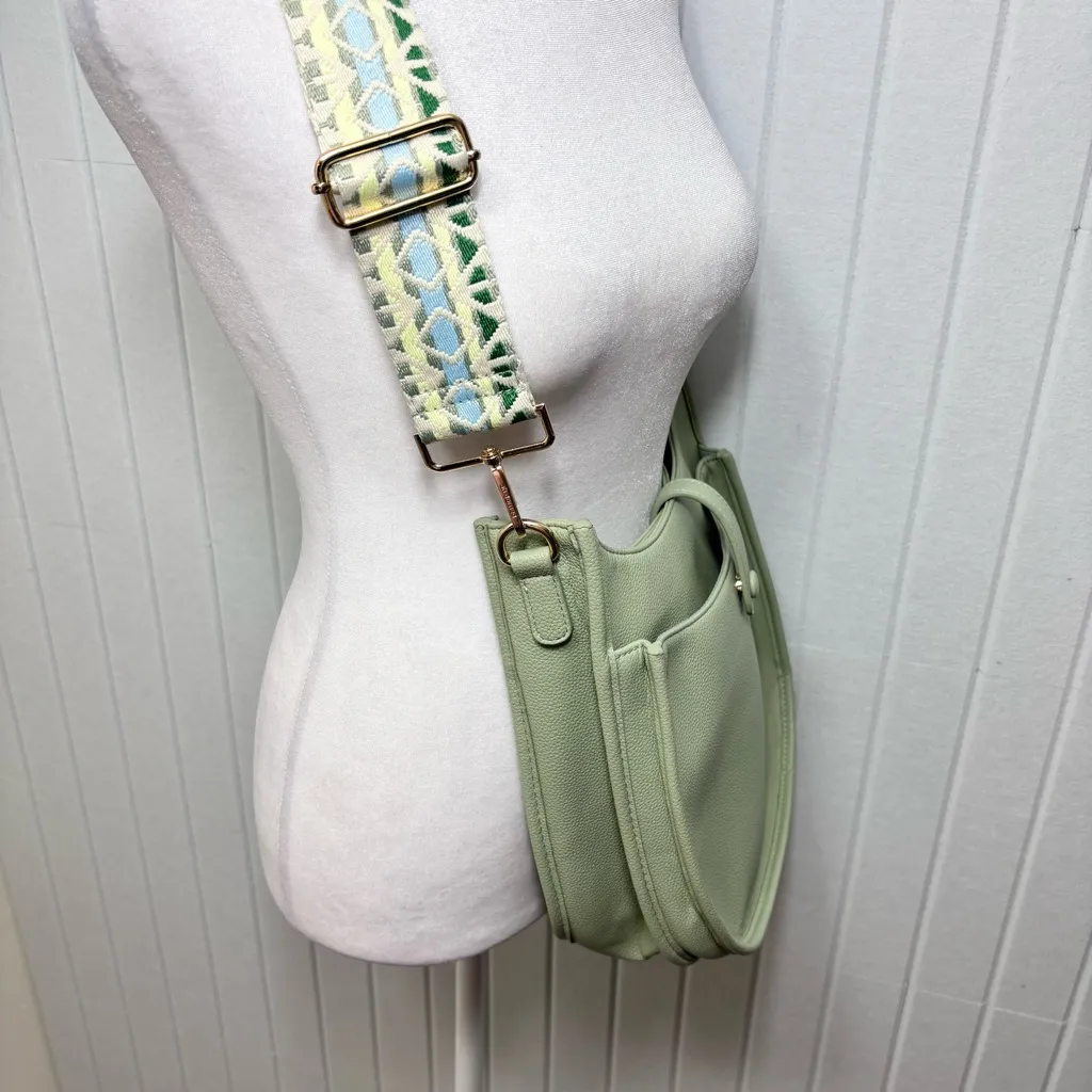 ah+dorned Vegan Leather‎ Messenger Bag with Adjustable Guitar Strap Green - Image 4