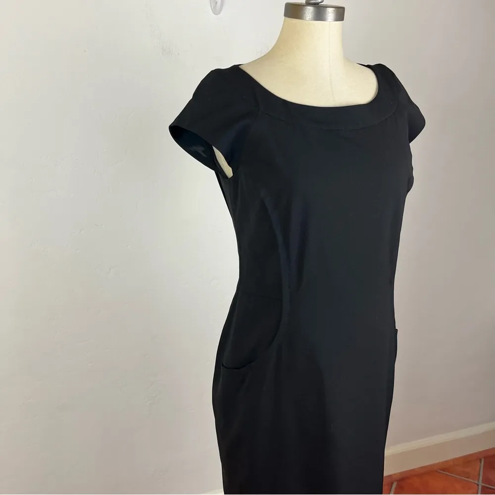 Lafayette 148 New York Black Capped Sleeve Sheath Dress - Image 2
