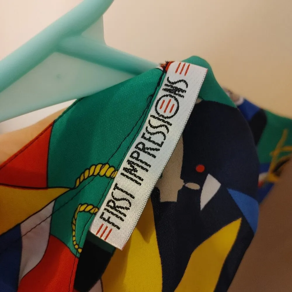 First Impressions Size Medium M Polyester Vintage Retro Vibrant Top Anchor Green - Image 6