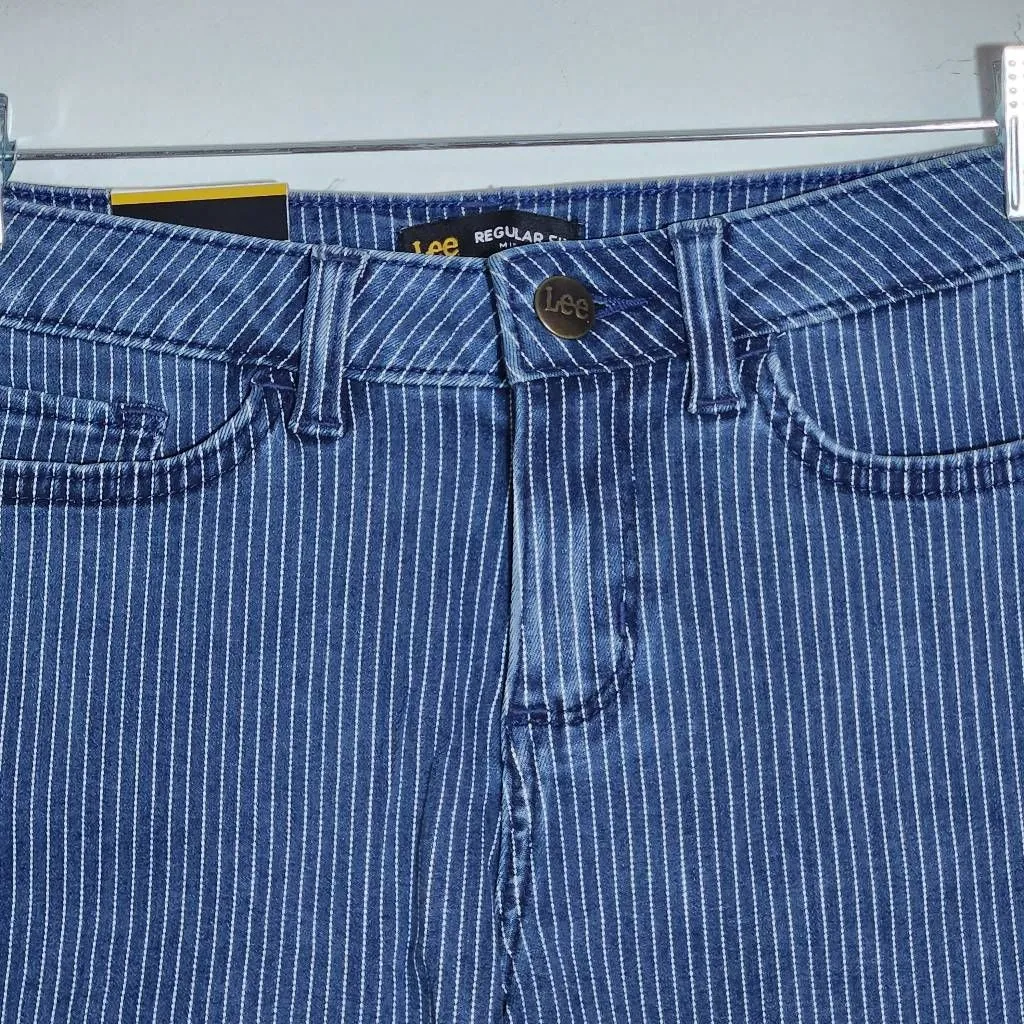 Lee Stripe Denim Shorts NWT Size 4 Lee Mid-Rise Striped Jean Shorts - Image 2