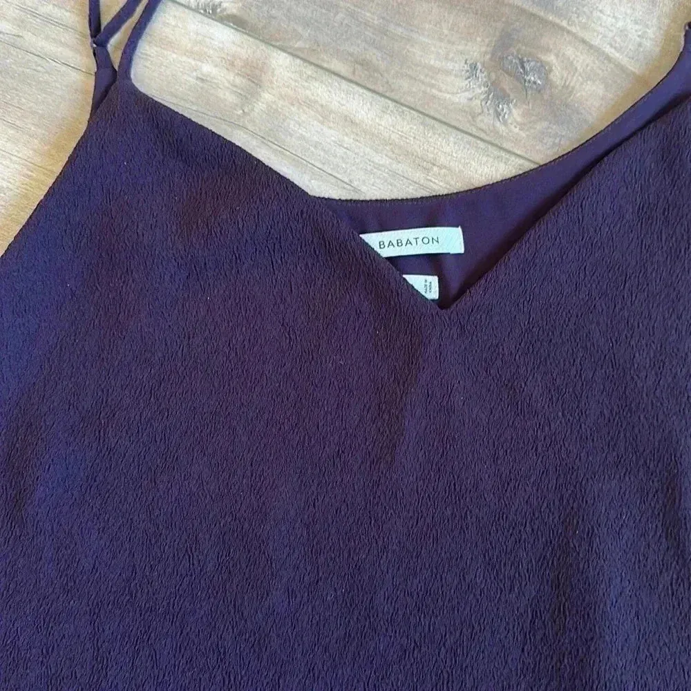 Aritzia Babaton Plum Eggplant Purple Tank Blouse V-Neck Textured Sz M - Image 2