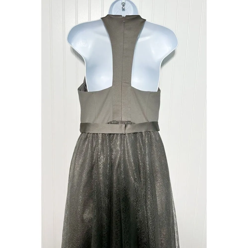WHITE by Vera Wang Halter Neck Gown‎ Prom Bridesmaid Dress Charcoal Gray Size 4 Gray - Image 9