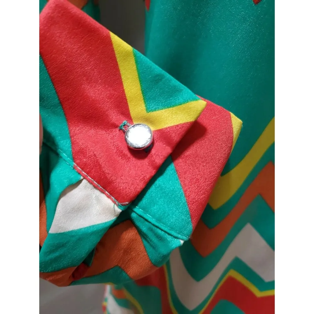 My Story Women Multicolor Polyester Round Neck Long Sleeve Knee Length Dress L - Image 6