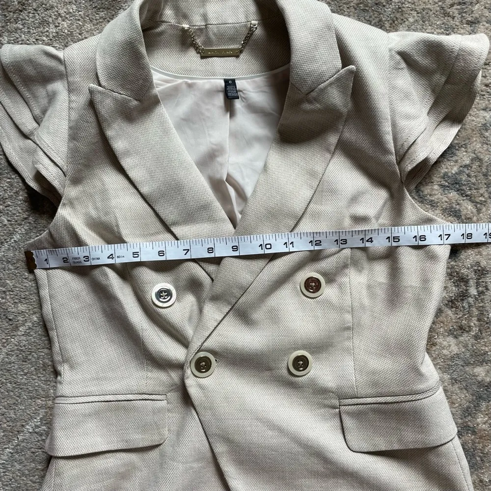 White House Black Market Ruffle Cap Sleeve Double Breasted Waist Coat Vest 0 - Image 7