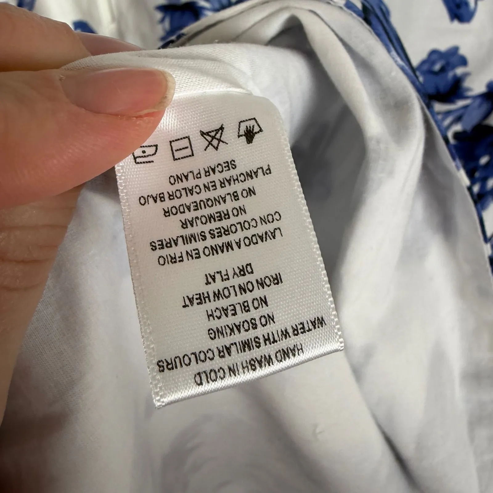 Mable Smitten Blue and White Strapless Midi Dress Medium Floral Cottage Wedding - Image 10