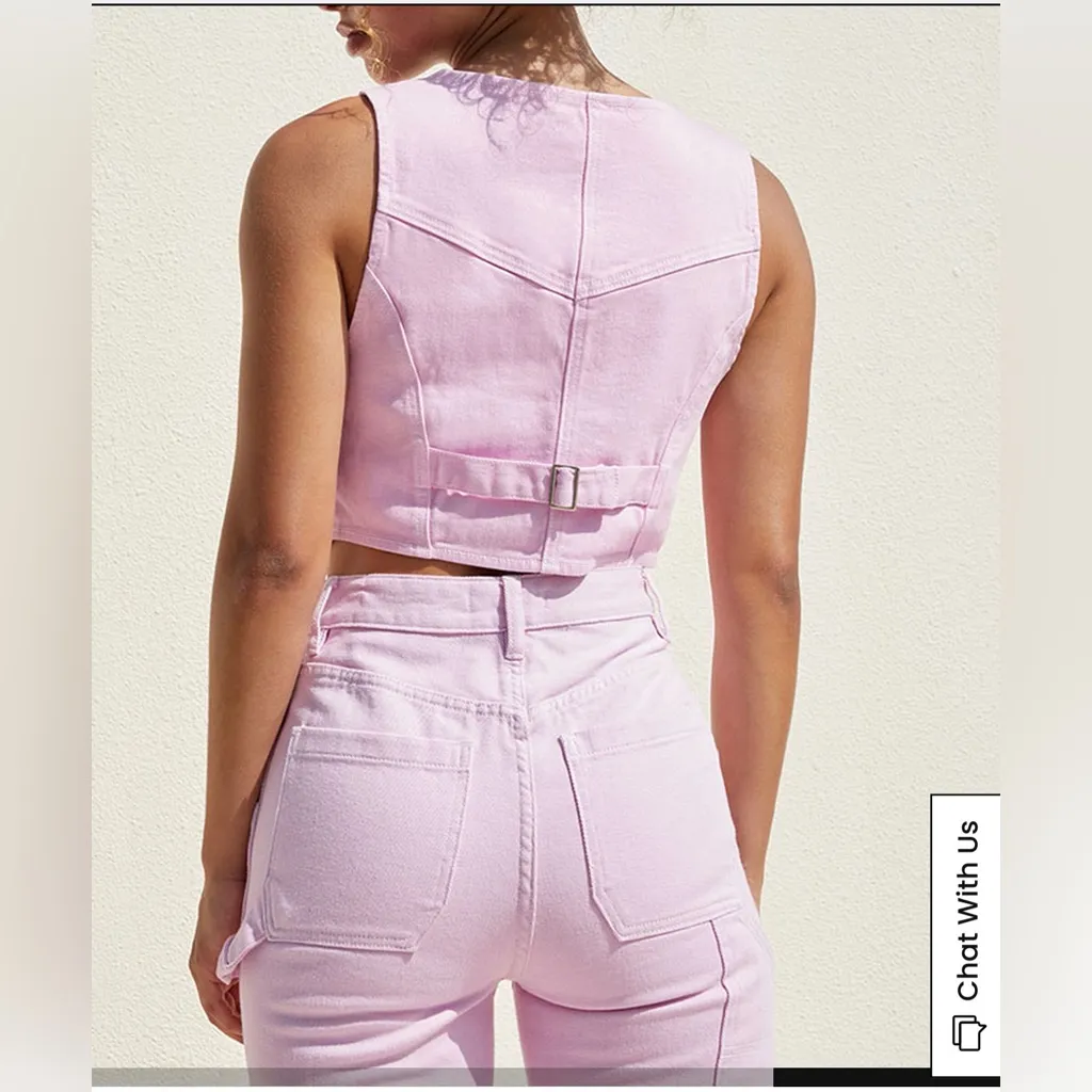 PacSun Fitted Denim Vest new with tags 
Pink Cropped Vest with Button Details M - Image 3