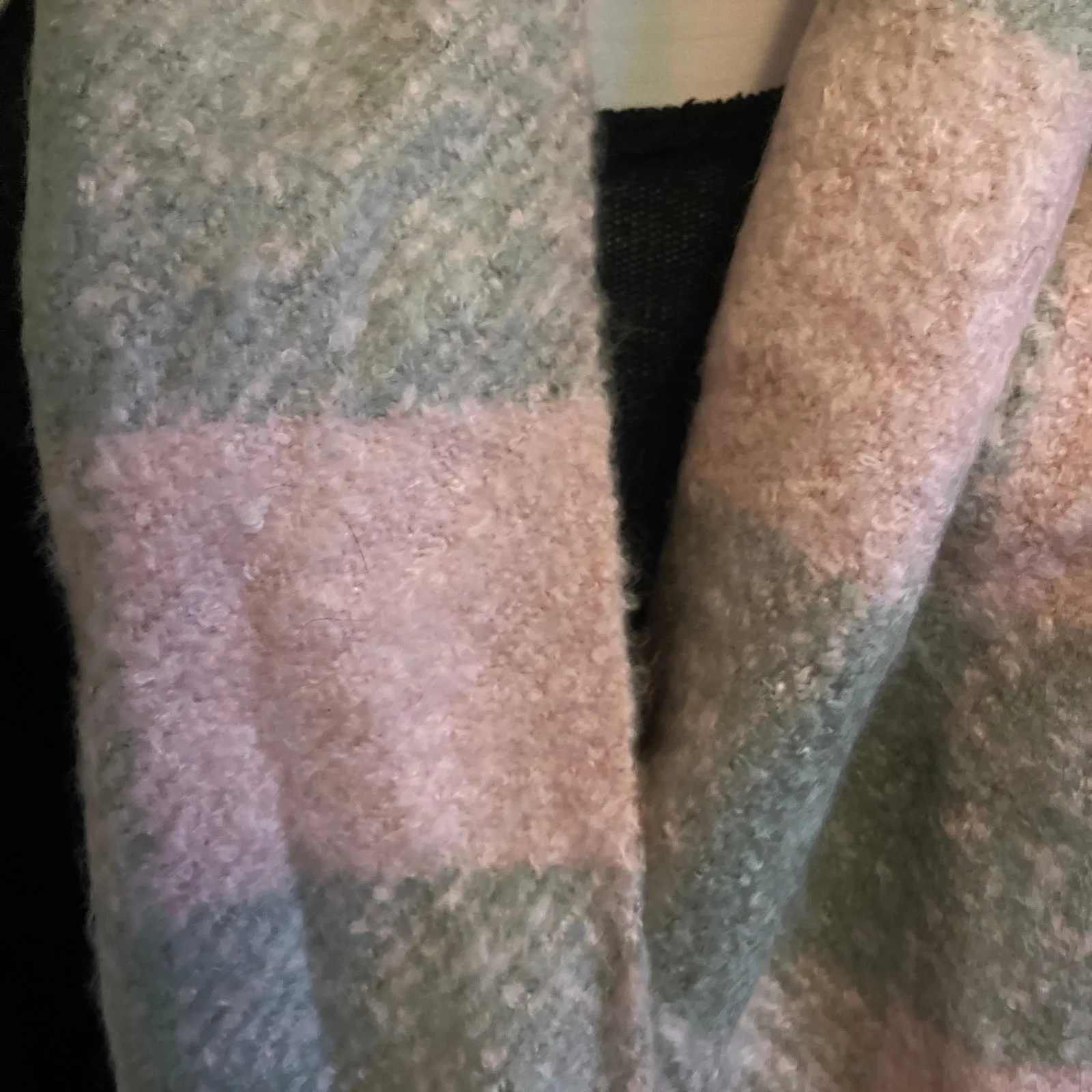 Victoria's Secret | Pink + Gray Plaid Soft Blanket Scarf | 2010s - Image 3