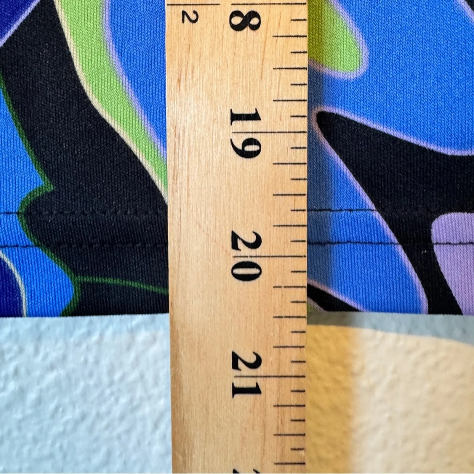 Vintage 90s Blue Green Swirl Abstract Y2K Mini Skirt Womens XS Psychedelic Bold - Image 4